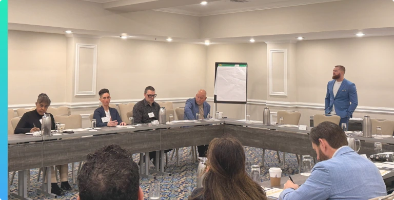 Aaron Craig, VP of Sales at Procedureflow, leading the KnowledgeBridge breakout session at Consero CX, The Biltmore Miami.