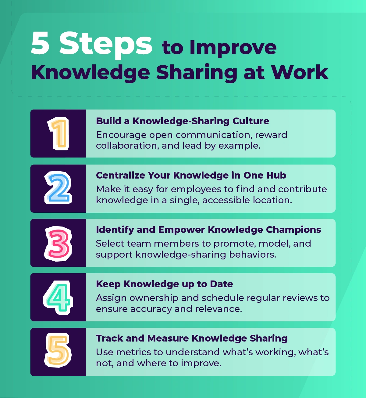 5 steps to improve knowledge sharing at work.