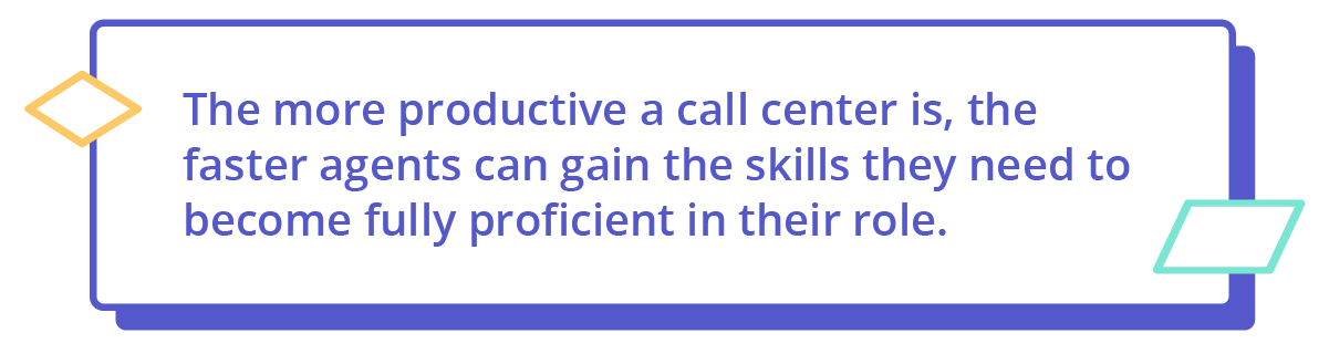 The more productive a call center is, the faster agents can gain the skills they need to become fully proficient in their role.