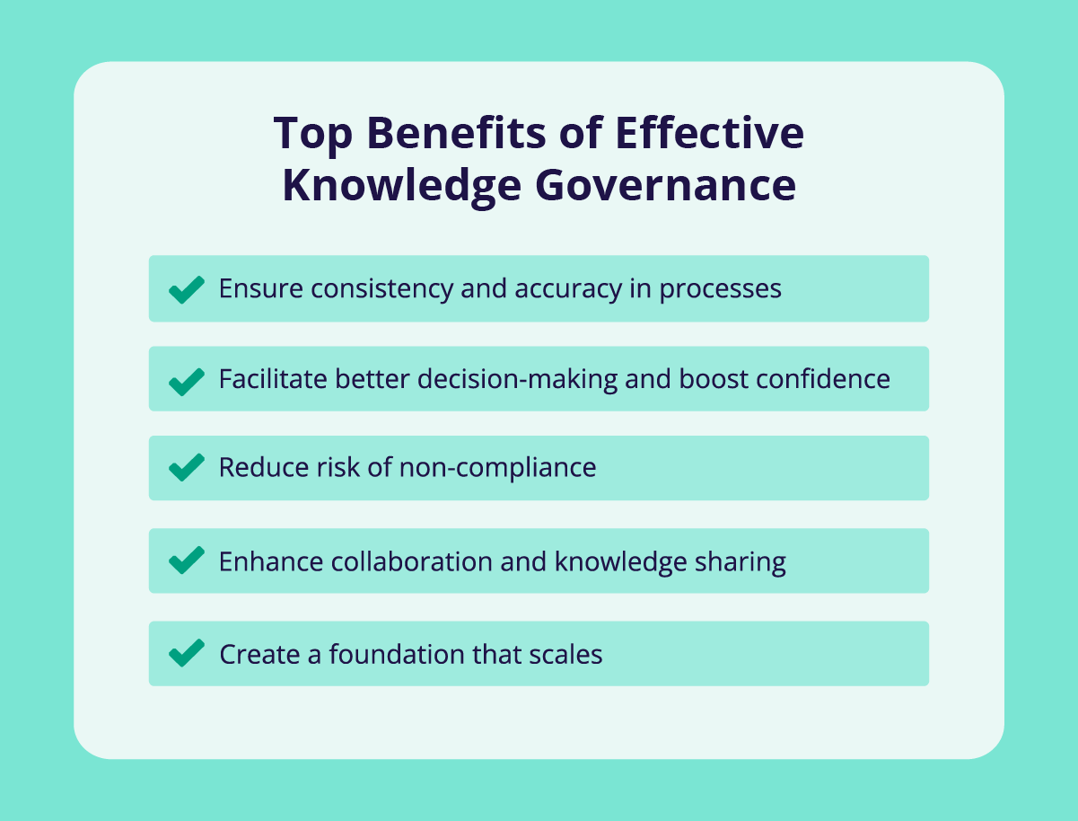 Top 5 benefits of effective knowledge governance.