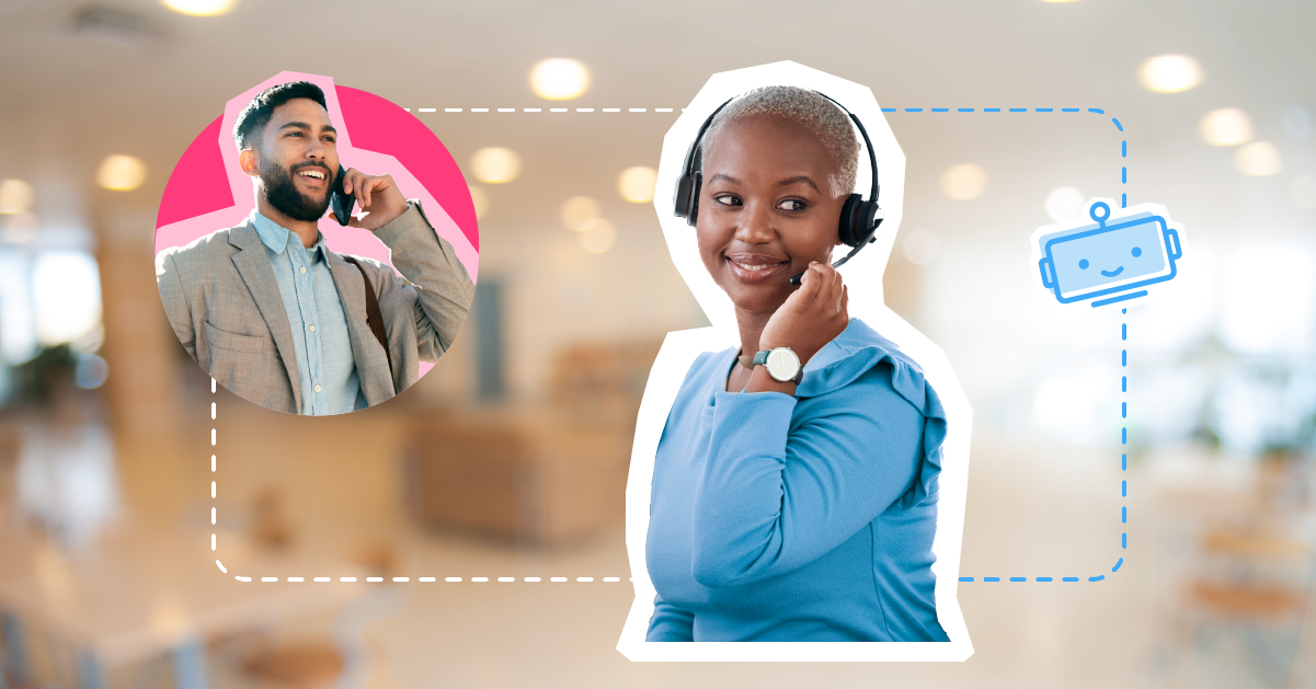 Agent providing customer service with automation.