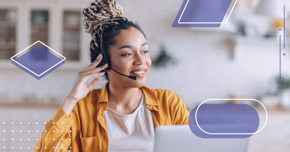 Agent talking to a customer using a headset