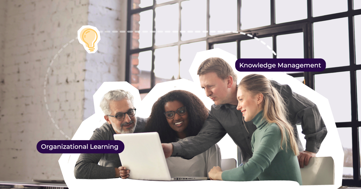 The relationship between knowledge management and organizational learning and how they support each other.